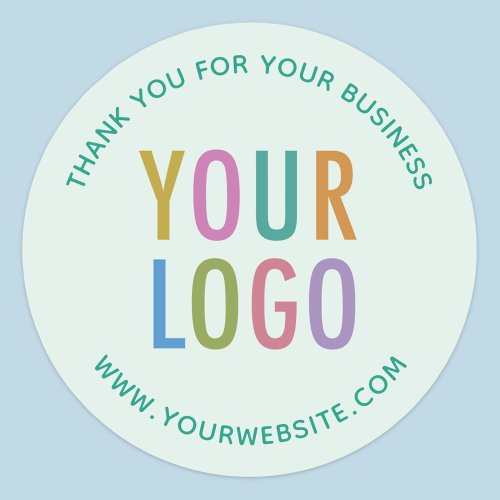 Business Green Thank You Sticker Custom Logo Round