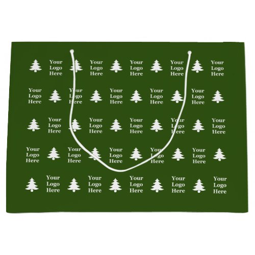 Business Green White Christmas Trees Your Logo Large Gift Bag