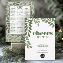 Business Greeting - 2027 Calendar, Logo - Greenery