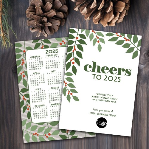 Business Greeting with 2024 Calendar and Logo Holiday Card