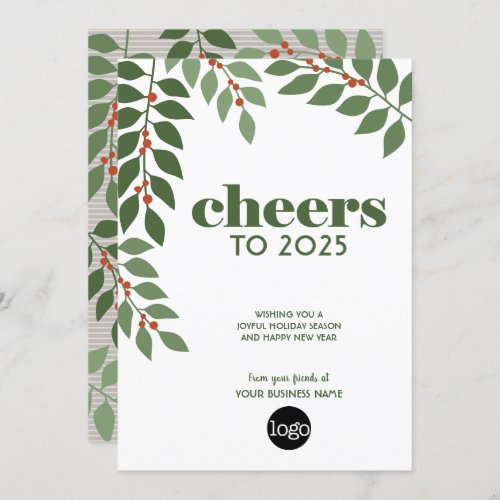 Business Greeting with 2025 Calendar and Logo Holiday Card