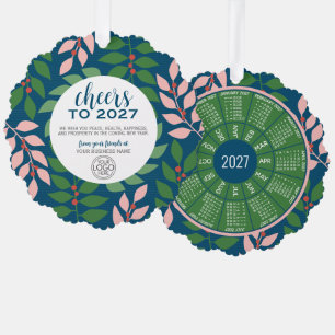 Business Greeting with Logo and 2027 Calendar Ornament Card