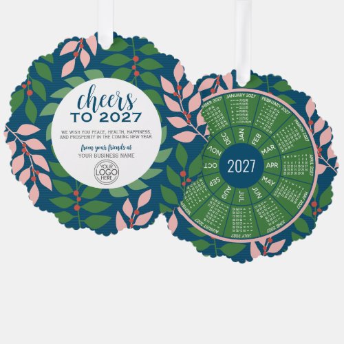 Business Greeting with Logo and 2027 Calendar Ornament Card