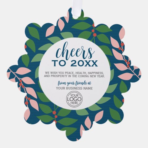 Business Greeting with Logo _ Cheers Holiday Ornament Card