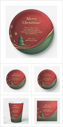 Business Group Name Message Red Christmas Table