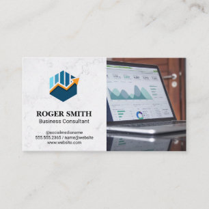 Business Growth Chart Finance Laptop Business Card