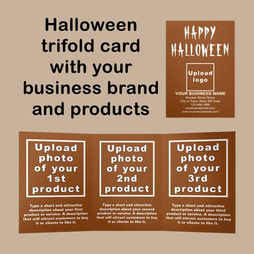 Business Halloween Brown Trifold Card