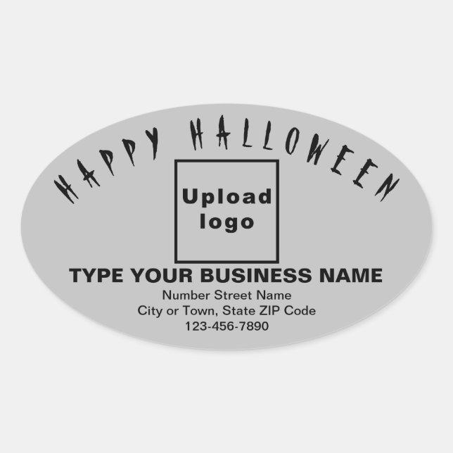 Business Halloween Gray Oval Sticker (Front)