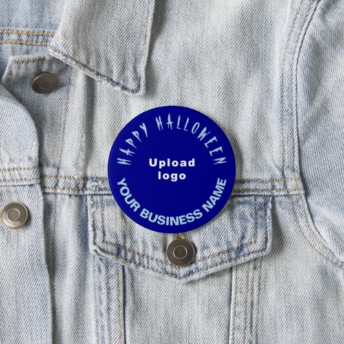 Business Halloween Greeting on Blue Round Shape Button