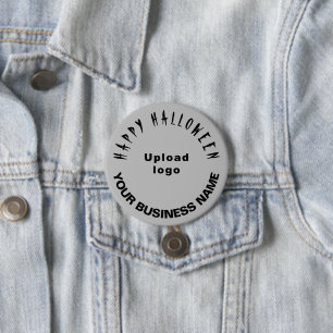 Business Halloween Greeting on Gray Round Shape Button