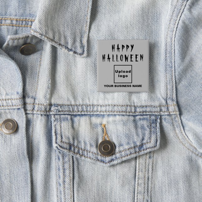 Business Halloween Greeting on Gray Square Shape Button (In Situ)