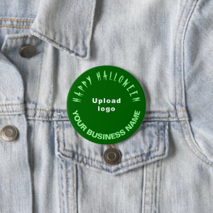 Business Halloween Greeting on Green Round Shape Button