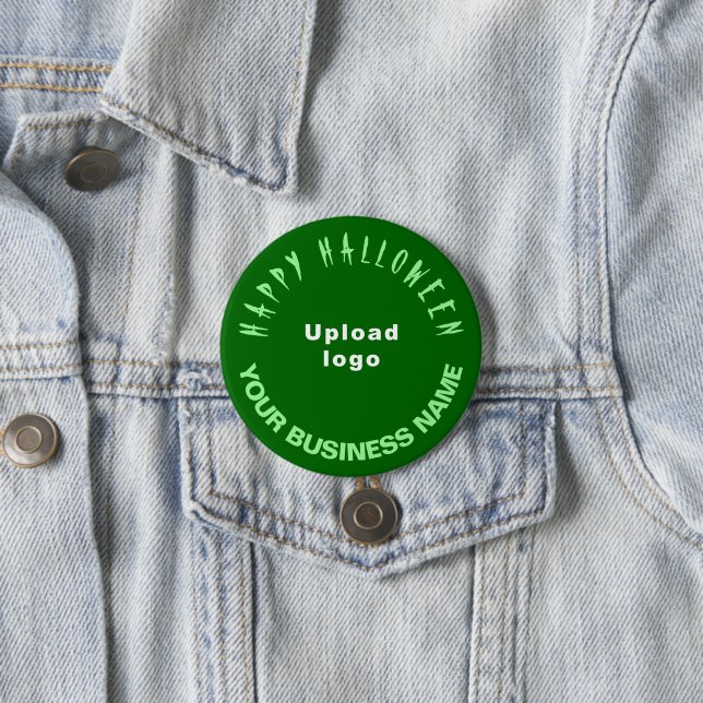 Business Halloween Greeting on Green Round Shape Button (In Situ)