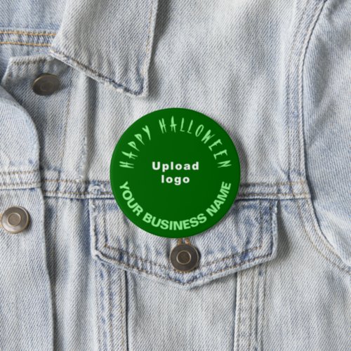 Business Halloween Greeting on Green Round Shape Button