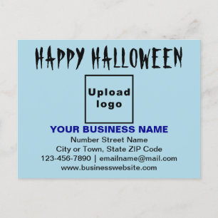 Business Halloween Greeting on Light Blue Postcard