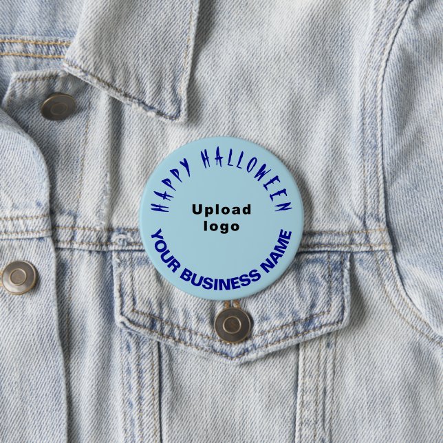 Business Halloween Greeting on Light Blue Round Button (In Situ)