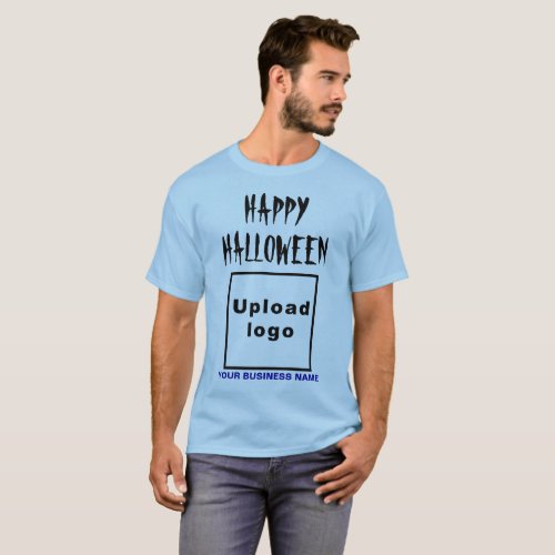 Business Halloween Greeting on Light Blue T_Shirt