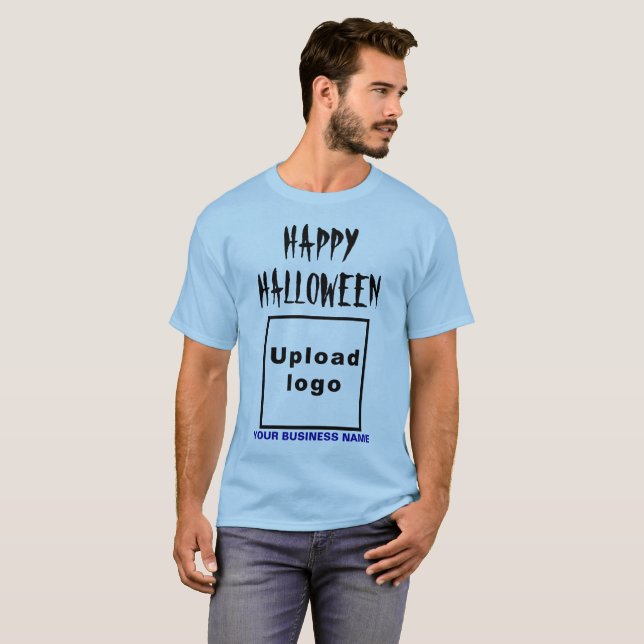 Business Halloween Greeting on Light Blue T-Shirt (Front Full)