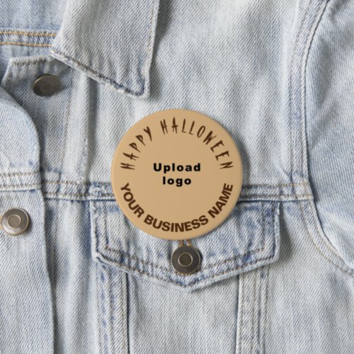 Business Halloween Greeting on Light Brown Round Button