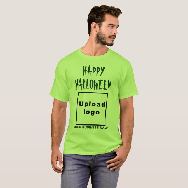 Business Halloween Greeting on Lime Green T-Shirt (Front Full)