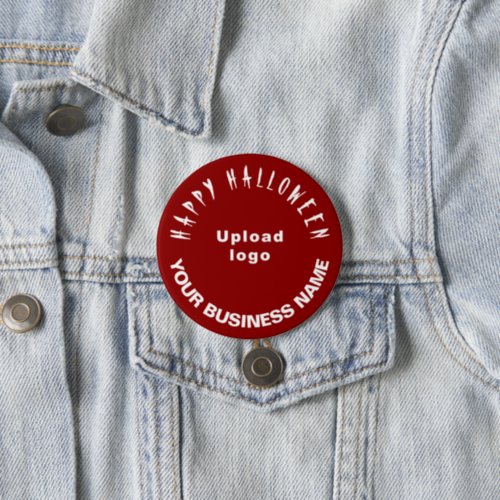 Business Halloween Greeting on Red Round Shape Button