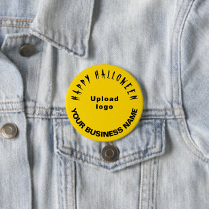 Business Halloween Greeting on Yellow Round Shape Button