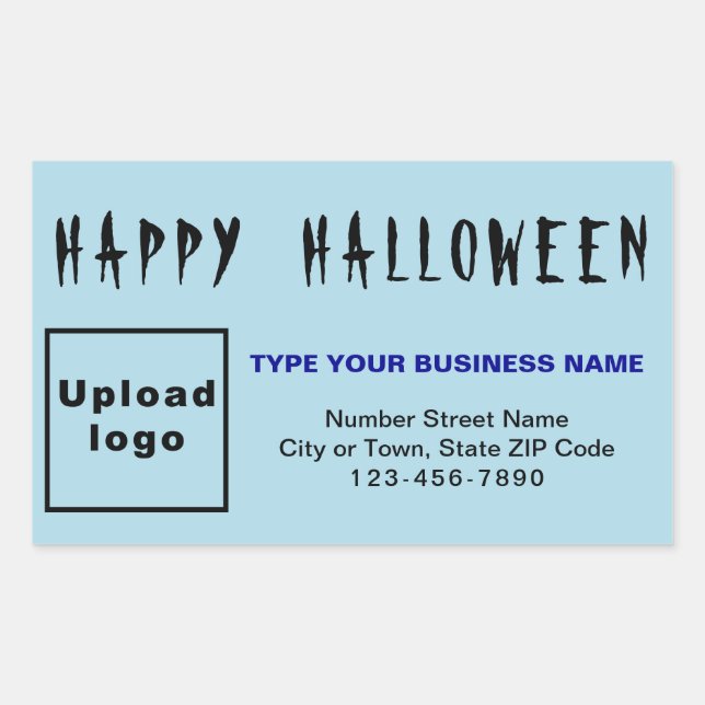 Business Halloween Light Blue Rectangle Sticker (Front)