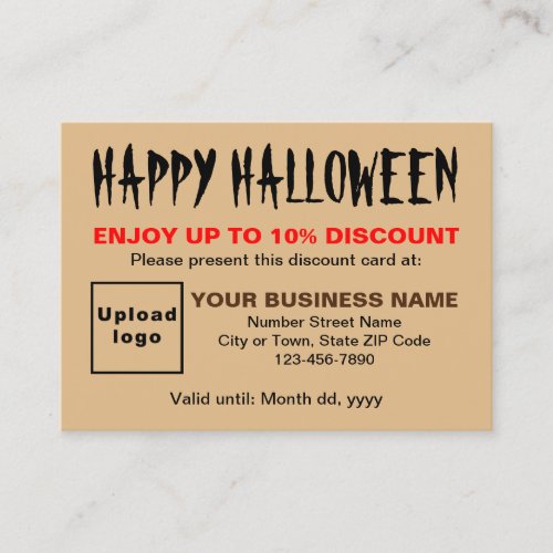 Business Halloween Light Brown Discount Card
