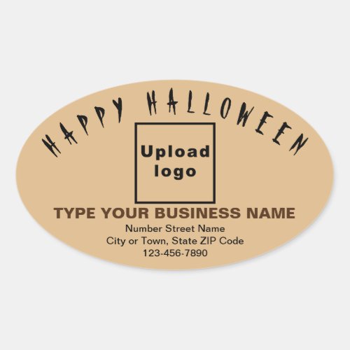 Business Halloween Light Brown Oval Sticker