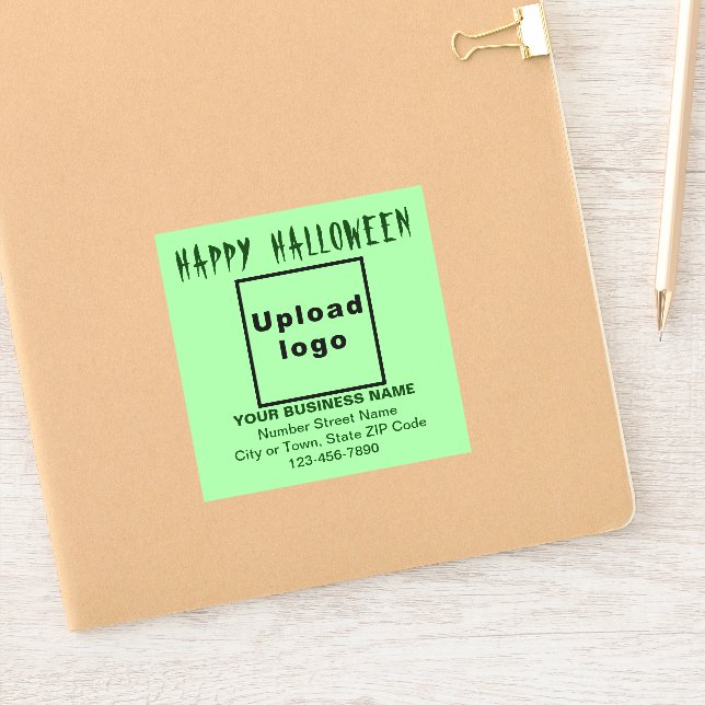 Business Halloween Light Green Square Vinyl Sticker (Notebook)