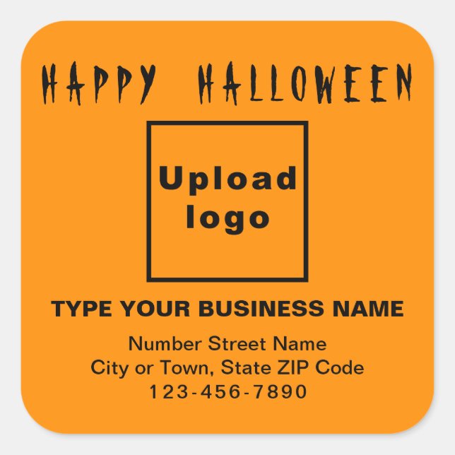 Business Halloween Orange Square Sticker (Front)
