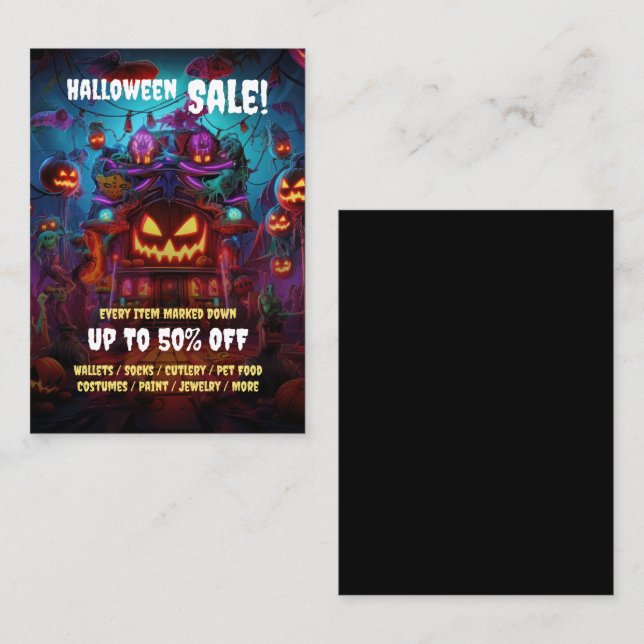 Business Halloween Party Sale Mini Flyer Cards (Front/Back)