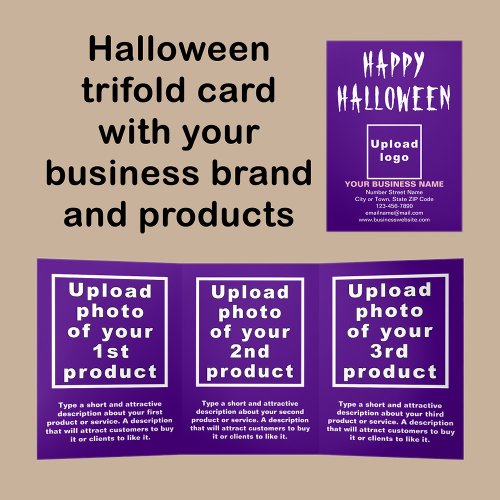 Business Halloween Purple Trifold Card
