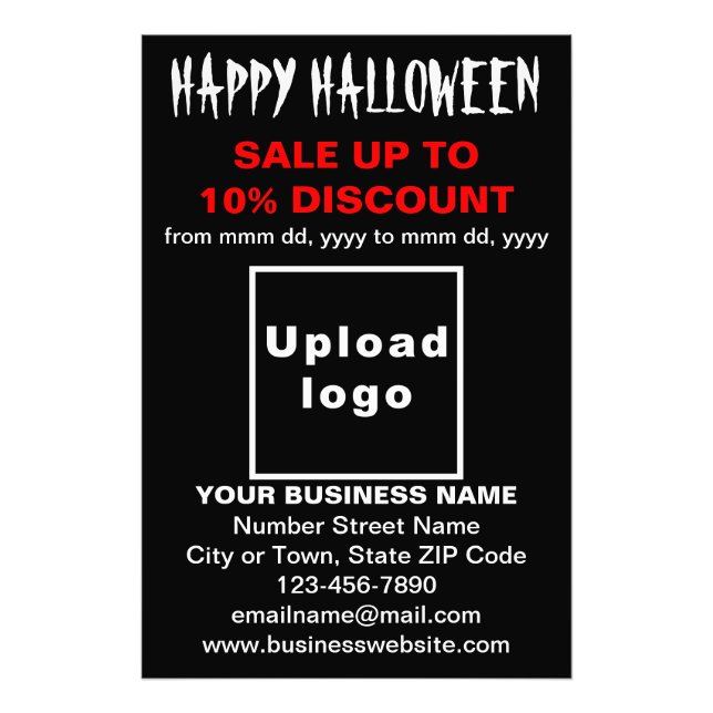 Business Halloween Sale on Black Photo Paper Print (Front)