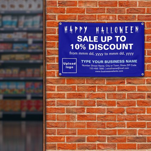 Business Halloween Sale on Blue Rectangle Banner