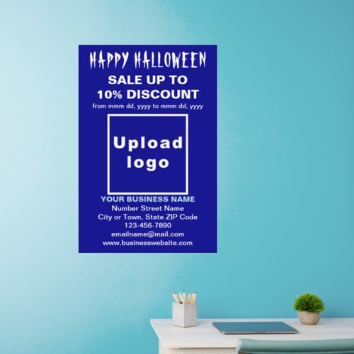 Business Halloween Sale on Blue Wall Decal