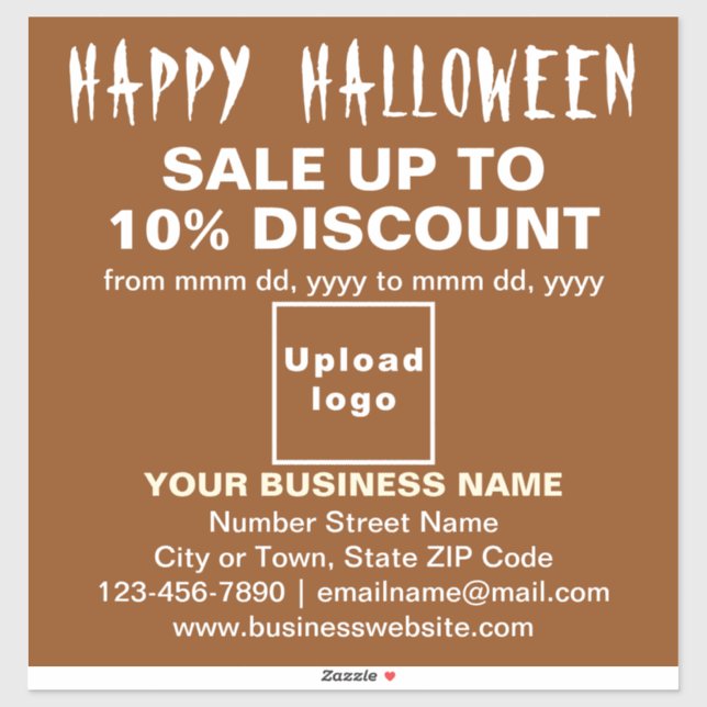 Business Halloween Sale on Brown Vinyl Sticker (Sheet)