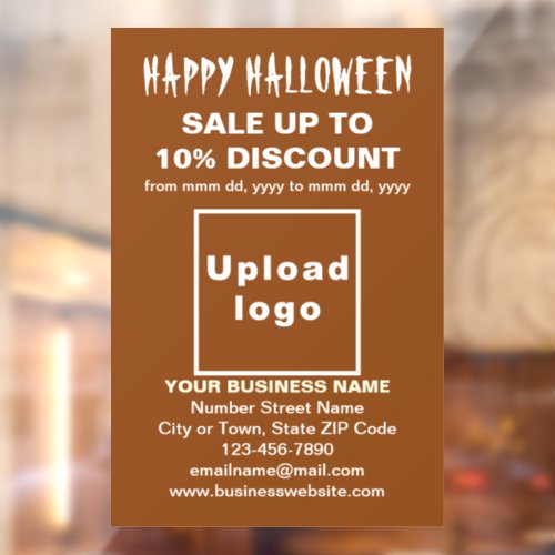 Business Halloween Sale on Brown Window Cling