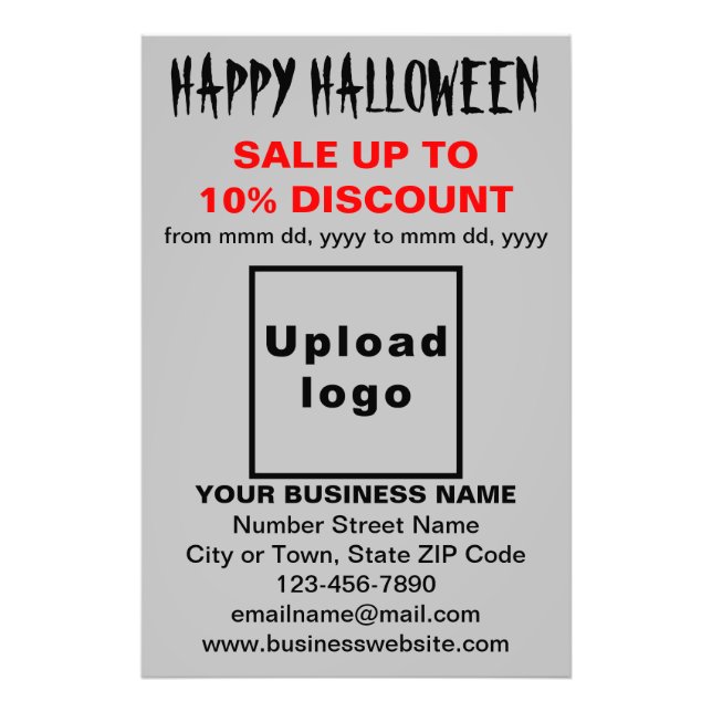 Business Halloween Sale on Gray Photo Paper (Front)
