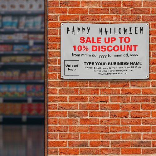 Business Halloween Sale on Gray Rectangle Banner