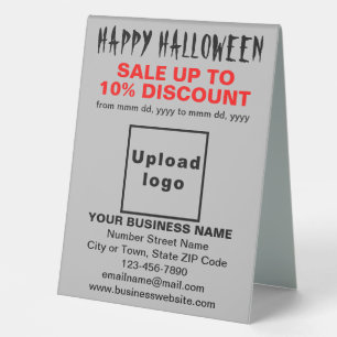 Business Halloween Sale on Gray Table Sign