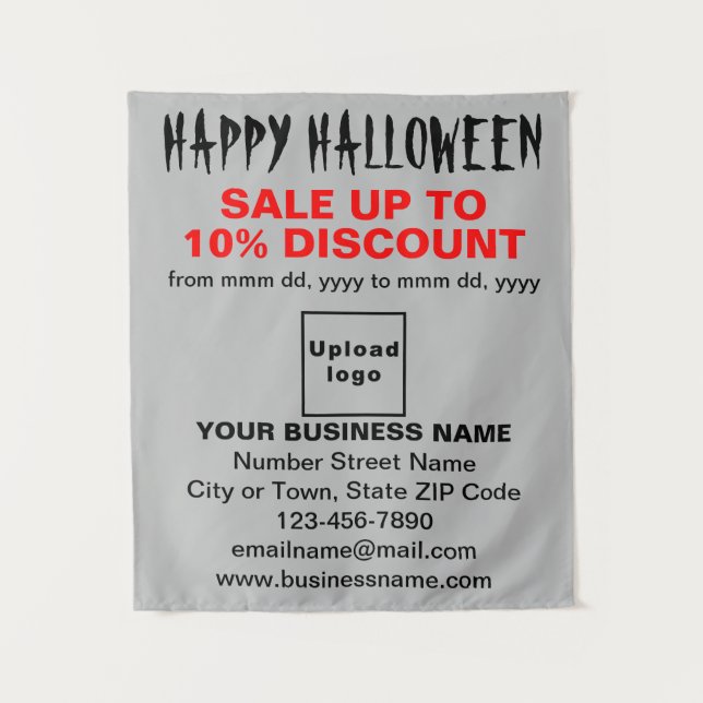 Business Halloween Sale on Gray Tapestry (Front)