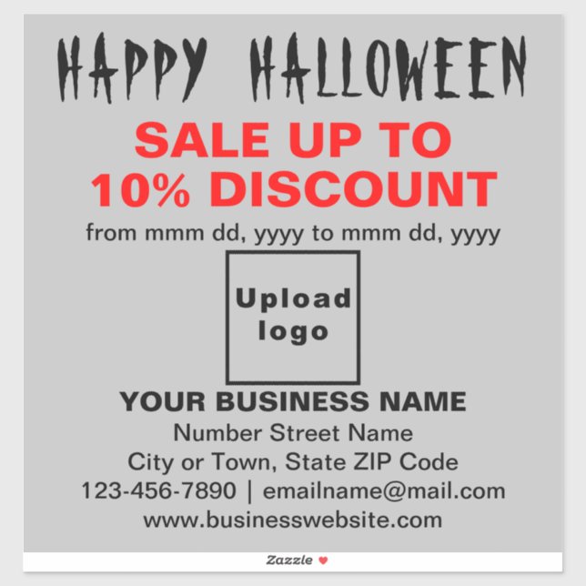 Business Halloween Sale on Gray Vinyl Sticker (Sheet)