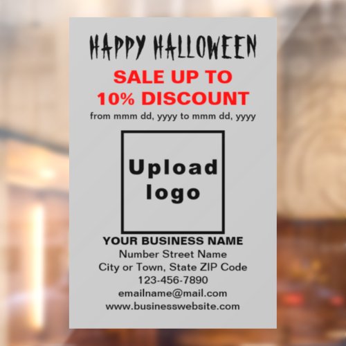 Business Halloween Sale on Gray Window Cling