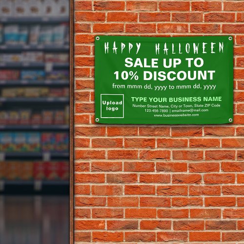 Business Halloween Sale on Green Rectangle Banner