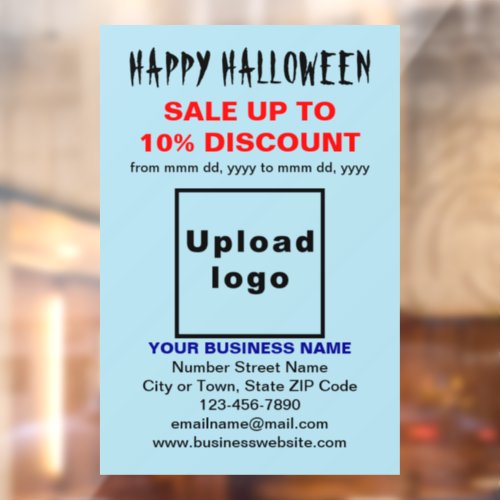 Business Halloween Sale on Light Blue Window Cling