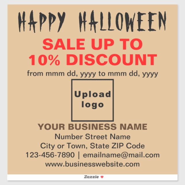 Business Halloween Sale on Light Brown Vinyl Sticker (Sheet)