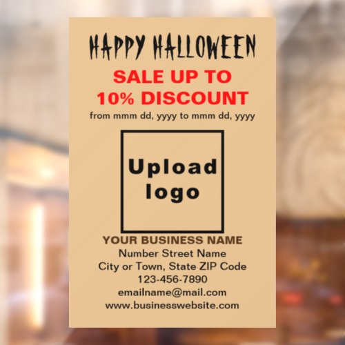 Business Halloween Sale on Light Brown Window Cling