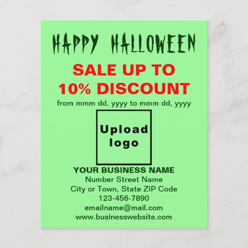 Business Halloween Sale on Light Green Flyer