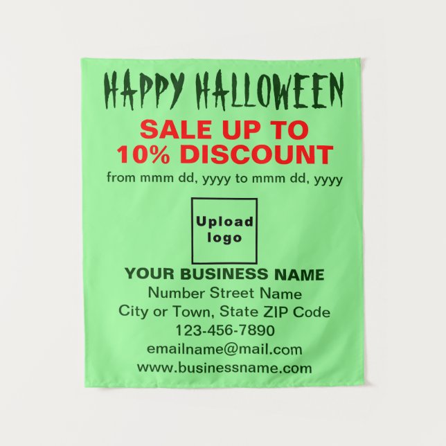 Business Halloween Sale on Light Green Tapestry (Front)